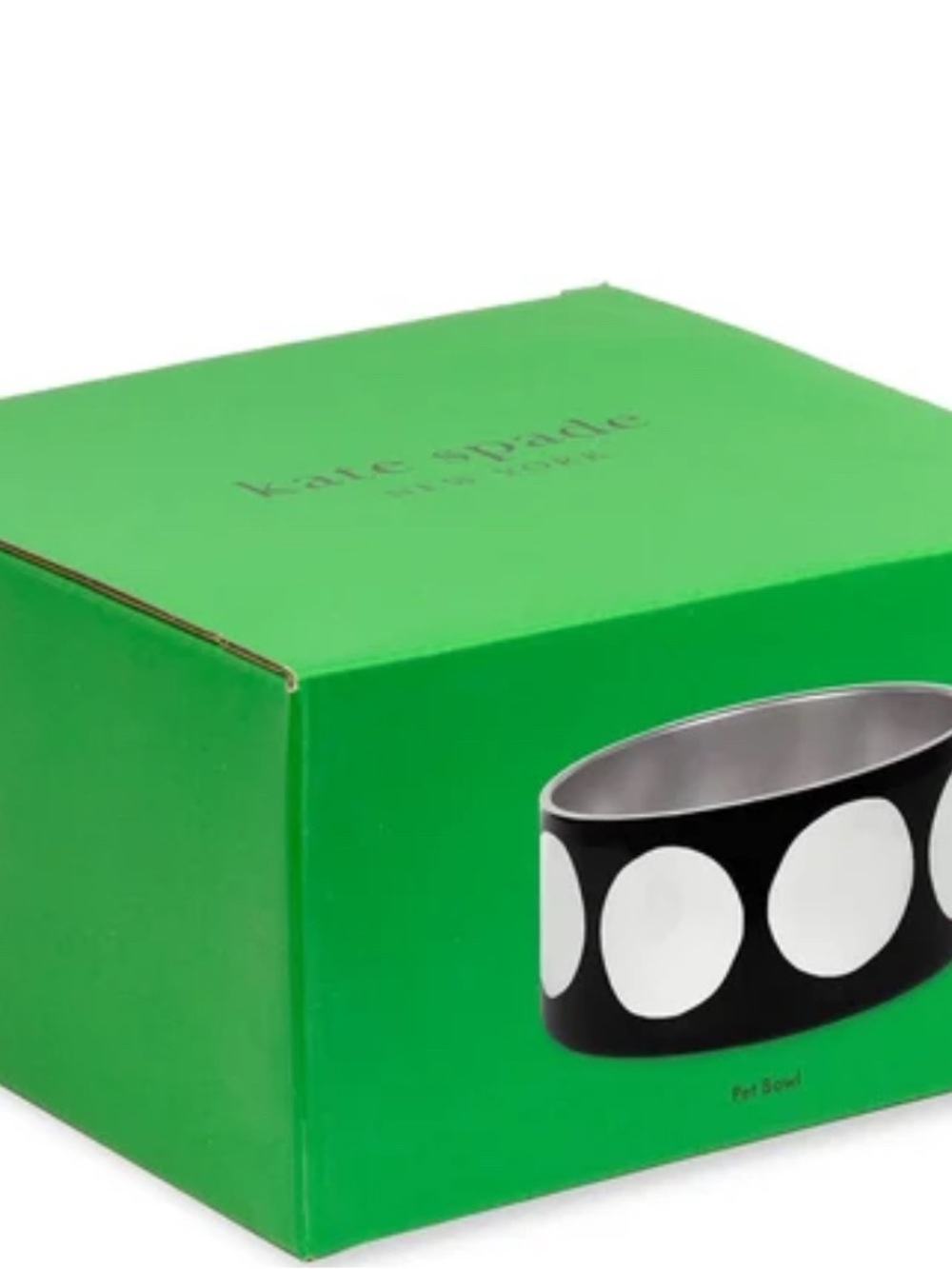 kate spade Black and White Polka Dot Pet Bowl with Green Gift Box